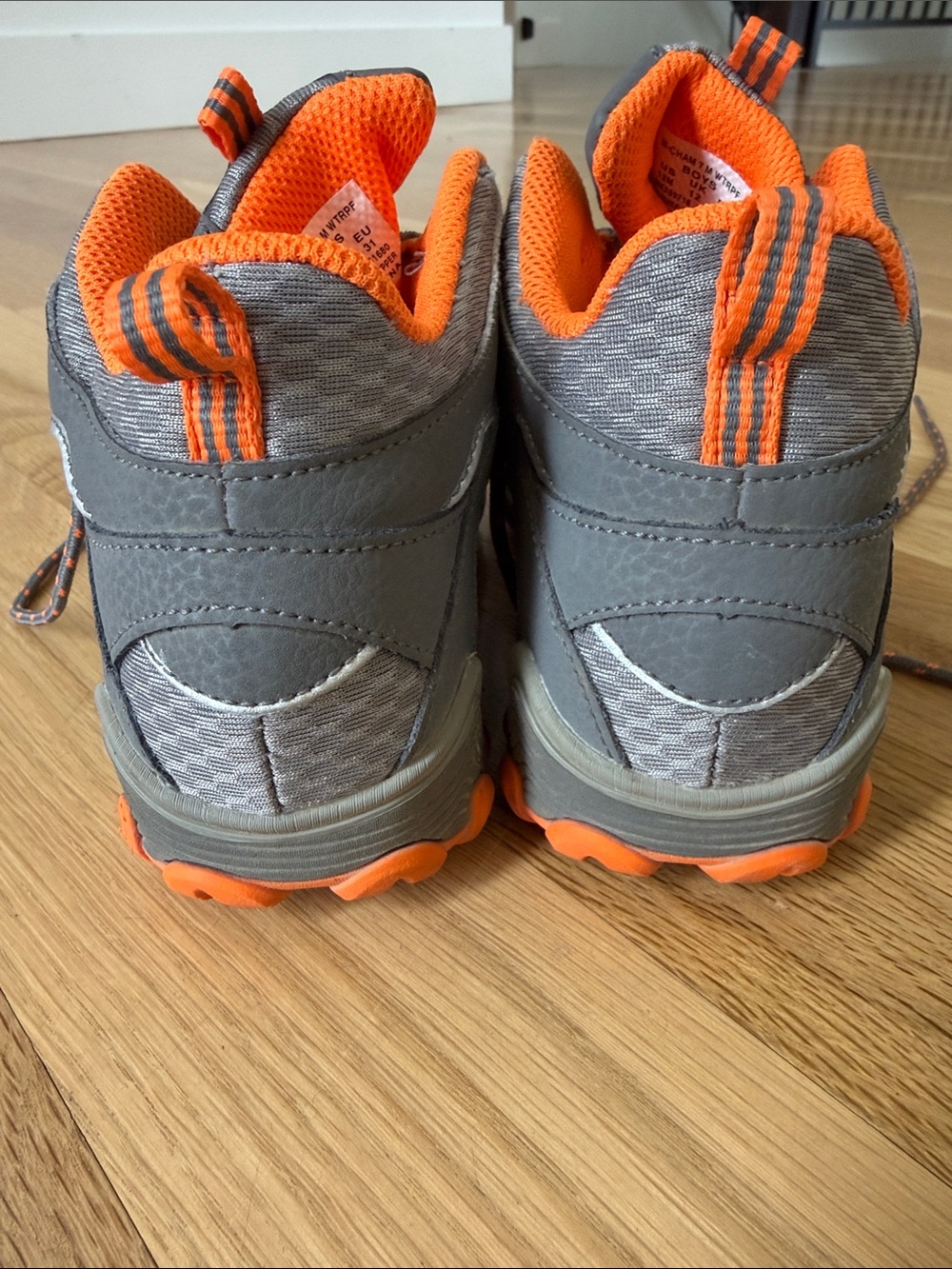 Merrell Kids Gray and Orange Trail Sneakers Hiking Shoes - Picture 6 of 12